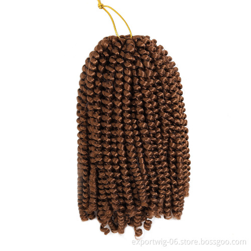 Spring Twist Crochet Braiding Hair 8 Inch Bomb Twist Crochet Braids Low Temperature Synthetic Curly Hair Extension
